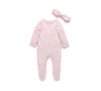 Purebaby Set Tutina da notte e fascia per capelli Purebaby Zip 100% cotone 5662cm rosa