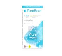PureBorn Pure Wipes, salviettine umidificate per bambini con estratto di camomilla organica, 12 salviette, per pelli sensibili del bambino, dermatologicamente testate, biodegradabili