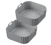 PureBowlic 2 fodere in silicone per friggitrice ad aria, non riutilizzabili, per Cosori 5,5 l, 6,2 l, 180 NA230, vassoio resistente al calore con fondo rialzato per una facile pulizia, nero e grigio