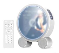 PureBowlic Altoparlante portatile per lettore CD, finitura in legno, moderno, bianco, sistema audio compatto, wireless per musica in streaming, 26 x 22 x 11 cm, con telecomando, per casa e viaggi