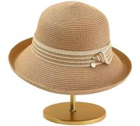 PureBowlic Cappello da donna a tesa larga, in paglia, protezione solare | Design a tesa larga, eccellente protezione solare, cannuccia traspirante, caldo confortevole, essenziale per la spiaggia