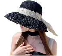 PureBowlic Cappello da sole a tesa larga da donna in pizzo con ricamo | Ampio sole, design a tesa larga, blocca i raggi nocivi, sicurezza, essenziale per la spiaggia