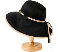 PureBowlic Cappello da sole in fibra acrilica da donna, a tesa larga | Copertura a tesa larga, UV per blocco dei raggi, acrilico traspirante, elegante stampa con lettere, essenziale per la