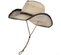PureBowlic Cappello di paglia a tesa larga 9 cm protezione solare estate | Visiera larga 9 cm, parasole ottimale, elegante per look occidentale, essenziale per l'estate, protezione UV
