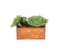 PureBowlic Cestino in miniatura per verdure, scala 1/12, realistico, in legno, con verdure fatte a mano, per la cucina della casa delle bambole, accessorio decorativo per la scena di diorama, marrone
