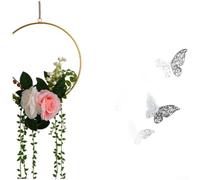 PureBowlic Decalcomanie da parete 3D a forma di farfalla con finitura metallica, adesivi moderni in metallo per decorazione del soggiorno, oro, oro rosa e argento, dimensioni miste 8 cm, 10 cm, 12