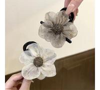 PureBowlic Fermagli per capelli a rete con strass a forma di fiore, da donna, fatti a mano, accessorio per capelli in acrilico, leggero, design elegante, 8 cm, per coda di cavallo a metà più, opzioni