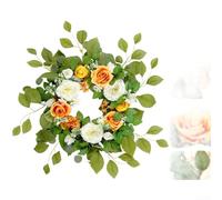 PureBowlic Ghirlanda floreale artificiale con bouquet di girasoli, 65 cm, rosa, peonia rosa, eucalipto, ghirlanda per decorazione della casa, sfondo per feste di nozze, composizione floreale in
