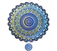 PureBowlic Girandola a vento mandala in metallo blu, 30 cm, rotante a 360°, in ferro inossidabile, decorazione da giardino per esterni, patio, prato e portico, elegante ornamento 3D da appendere per