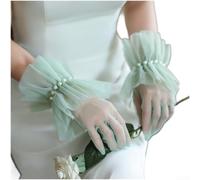 PureBowlic Guanti da sposa da donna con dettagli in perle, guanti corti in rete con dita divise, per accessori da sposa retrò francesi, materiale morbido e traspirante, design elegante per sposa e