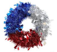 PureBowlic Independence Day - Ghirlanda con stelle, 40 x 40 cm, design UK | Stelle rosse, bianche e blu, diametro 40 cm, personalizzazione fai da te, da appendere alla parete, portaoggetti leggero