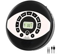 PureBowlic Lettore CD portatile con doppio altoparlante ricaricabile 2000 mAh per batteria anti-skip design antiurto USB uscita AUX lettore musicale compatto per casa auto viaggi nero 24 x 20 x 6 cm