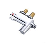 PureBowlic Miscelatore termostatico per doccia, in ottone massiccio, finitura cromata, controllo della temperatura 20-60 °C, G 1/2, uscita ingresso moderno argento per mini rubinetto per bagno camper