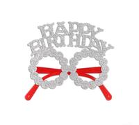 PureBowlic Occhiali da festa di buon compleanno con lettere e stelle, divertenti oggetti di scena per bambini, carnevale ed eventi in costume, occhiali di carta glitterati leggeri in argento blu rosa