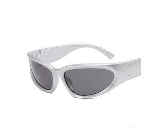 PureBowlic Occhiali da sole quadrati da uomo alla moda con lenti color argento, occhiali di protezione UV400 per l'uso quotidiano e da viaggio, comodi parasole con montatura AC+PC per tutte le forme