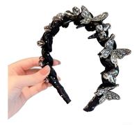 PureBowlic per cristallo Farfalla Clover Fascia per le donne Nero per