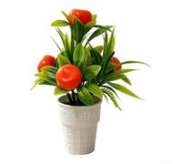 PureBowlic per decorazione Tavolo Ufficio Frutta Finto 18cm per decorazione | Materiale schiuma , irrigazione richiesta, niente luce per solare, per verde l'anno, per facile cura(Orange)
