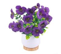 PureBowlic Pianta artificiale realistica plastica lunga durata viola del | Artificiale Realistico Plastica Lunga Durata Viola Del Pensiero Fiore Home Decor Indoor Uomini Faux Realistico Pot Tre