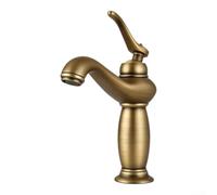 PureBowlic Rubinetto Bagno Lavandino Foro Bacino Miscelatore per rubinetto | Antico Solido Singolo Vintage Ottone Valvola a Disco Acqua Calda Fredda Tradizionale Vanity Controsoffitto Lavelli 26,5 cm