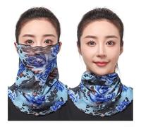 PureBowlic Sciarpa da donna con stampa floreale, in poliestere traspirante, scaldacollo e maschera per il viso per passanti per le orecchie, fascia versatile per l'uso quotidiano blu, verde, marrone