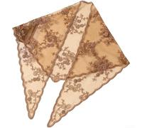 PureBowlic Sciarpa da donna vintage in pizzo floreale, triangolo Boho | Scialle ricamato in poliestere traspirante, fazzoletto da collo estivo invernale, 182 x 51 cm, beige