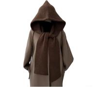 PureBowlic Sciarpa invernale da donna con cappuccio in misto lana, scaldacollo, scialle estesa avvolgente, antivento, copertura per la testa nera per uso esterno e quotidiano (colore caffè)