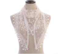 PureBowlic Sciarpa triangolare da donna in pizzo floreale agganciata a mano, scialle con frange in tinta unita con bordi delicati, involucro in poliestere traspirante per uno stile dolce coreano