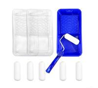 PureBowlic Set di rulli da pittura da 10 cm con 6 rulli in spugna e 2 vassoi usa e getta, per mini kit di rulli in schiuma per pareti, porte, armadi, piccolo strumento di ritocco per progetti fai da