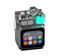 PureBowlic Smarts Altoparlante portatile wireless con touchscreen LED, subwoofer RGB, impermeabile IPX7, riproduzione 6 ore, 5.4 per mini audio per escursioni all'aperto, viaggi, grigio