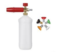PureBowlic Snow Foam 1L con ugello regolabile e attacco rapido da 1/4 per idropulitrice, bottiglia spruzzatore in schiuma in lega di ottone per la pulizia di auto moto, getto rotante da 0 a 120 gradi