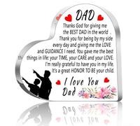 PureBowlic Statuetta in acrilico a forma di cuore per papà, in piedi trasparente, con messaggio d'amore, lucido, regalo per padre, patrigno o papà, per festa del papà, compleanno, anniversario (C)