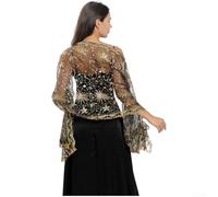 PureBowlic Stola da scialle con stelle e luna, per matrimonio, matrimonio | Elegante copertura da donna ricamata da sera, morbida, traspirante, con paillettes, in poliestere, bianco, 60 x 190 cm