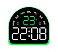 PureBowlic Sveglia digitale a LED con display di temperatura e umidità, luce ambientale regolabile, doppio allarme, visualizzazione della data nei giorni feriali, facile da usare, orologio da comodino