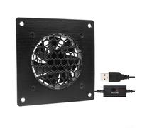 PureBowlic Ventola di raffreddamento USB da 120 mm per controllo della temperatura, 3/6/10 velocità, flusso assiale silenzioso 25 dB per armadio router, PC, apparecchiature AV, nero, 120 x 120 x 25 mm
