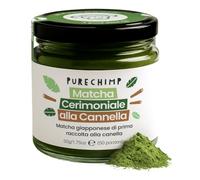 PureChimp Tè Matcha Cerimoniale alla Cannella 50g, Tè Verde per Latte | Tè verde con cannella, coltivato all'ombra, ideale per latte, infusi e ricette, barattolo di vetro riciclabile