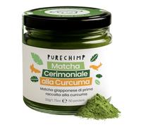 PureChimp Tè Matcha Cerimoniale alla Curcuma 50g, Tè Verde per Latte | Tè verde al con curcuma, cannella e zenzero, coltivato all'ombra, ideale per latte, infusi e ricette, vegano