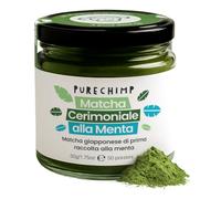 PureChimp Tè Matcha Cerimoniale alla Menta 50g, Tè Verde per Latte | Tè verde con menta, coltivato all'ombra, ideale per latte, infusi e ricette, barattolo di vetro riciclabile