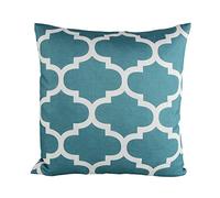 Puredown Canvas Decorative Cushion Covers Sofa Chair Seat Throw Pillow Case Quatrefoil Print Square 18X18 Inch Teal