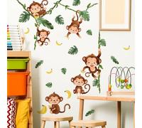 Purekay Adesivi Murali Animali della Giungla Albero Vite Adesivi da Parete Safari Animale Scimmia Decorazione Murale Asilo Nido Camerette Bambini Camera da Letto