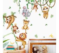 Purekay Adesivi Murali Animali Della Giungla Vite Adesivi da Parete Koala Tigri Leoni Scimmie Decorazione Murale Camerette Bambini Asilo Nido Camera da Letto