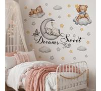 Purekay Adesivi Murali Bambini Coniglio Nuvole Adesivi da Parete Orso Luna e Stelle Decorazione Murale Cameretta Bambini Asilo Camera da Letto Asilo nido D'infanzia