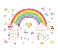 Purekay Adesivi Murali Grande Adesivi da Parete Arcobaleno Nube Stella Decorazione Murale Asilo Nido Camera da Letto Cameretta Bambini