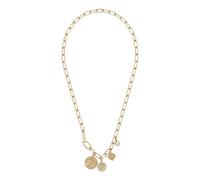 Purelei Aloha - Collana a maglie con 4 ciondoli, placcata oro 14 carati | Regolabile da 50 cm, con zirconi cubici, chiusura a moschettone, indossabile come catena a Y, peso 14 g