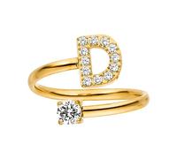 Purelei® Anello con lettere - Anello da donna in acciaio inossidabile resistente - Anelli impermeabili - Anelli regolabili dalla 50 alla 60 - Gioielli alla moda per un look personalizzato, 50-60