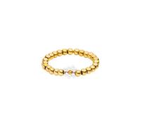 Purelei® Anello di fiore elastico - Anello con perle di vetro bianco e sfere di metallo in acciaio inox - Taglie S/M & M/L - Acciaio inossidabile in oro, argento o oro rosa - Anxiety - Fidget, S-M