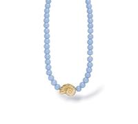 Purelei Blue Lagoon - Collana da donna con perle di cristallo e ciondolo a conchiglia, collana di perle in acciaio inossidabile placcato oro, collana regolabile da 35 a 45 cm, gioielli estivi, Eine