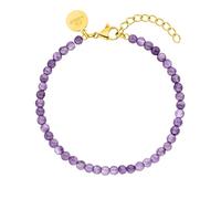 Purelei® Bracciale Amethyst, Bracciale da donna in acciaio inossidabile resistente, Bracciale impermeabile con perle di ametista, Lunghezza 16-19 cm regolabile (Oro)