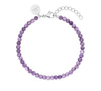 Purelei Bracciale Amethyst, Bracciale da donna in acciaio inossidabile resistente, Bracciale impermeabile con perle di ametista, Lunghezza 16-19 cm regolabile