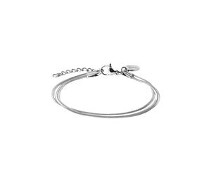 Purelei Bracciale da donna a due strati: cinturino regolabile impermeabile con design a catena a serpente a doppio strato per un look elegante, Eine Grösse, Acciaio inossidabile, Agata