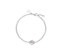 Purelei® Bracciale Flourish, Bracciale da donna con ciondolo a forma di fiore, Bracciale in acciaio inossidabile resistente all'acqua, Lunghezza regolabile 16-19 cm (Argento)
